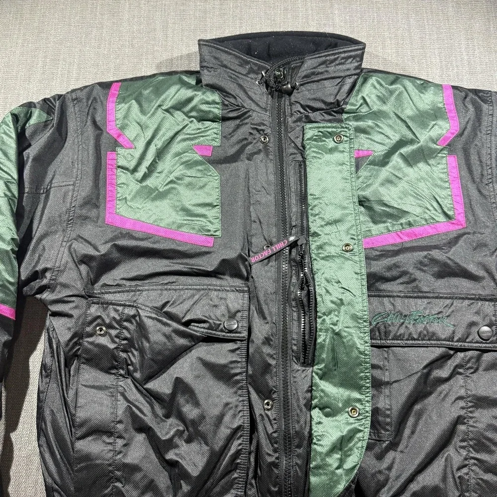 Vintage Chill Factor Jacket Mens 2XL Black Ski Bomber Colorblock 90s Winter